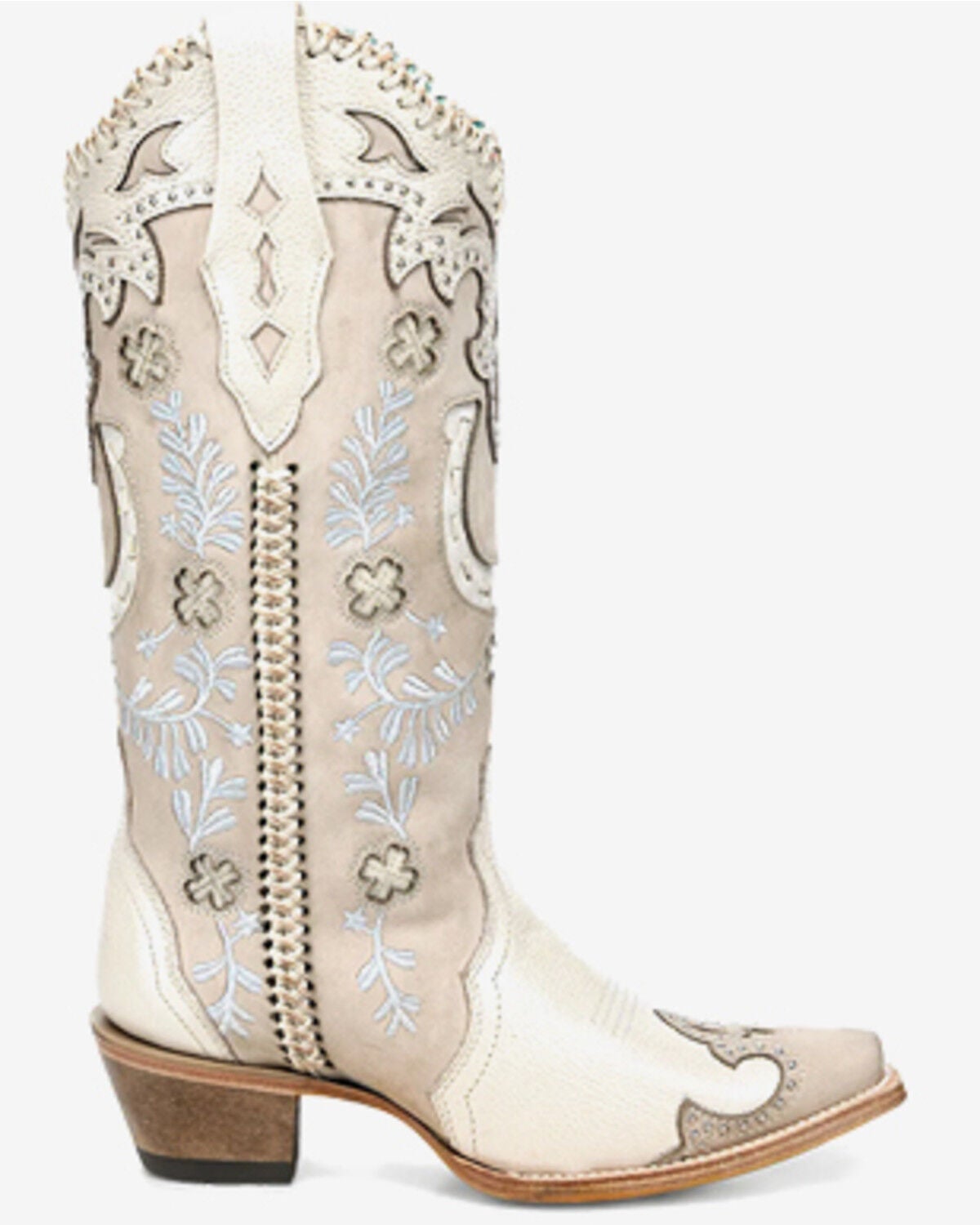 Image #2 - Corral Women's Honey Horseshoe Overlay Western Boots - Snip Toe, Ivory, hi-res