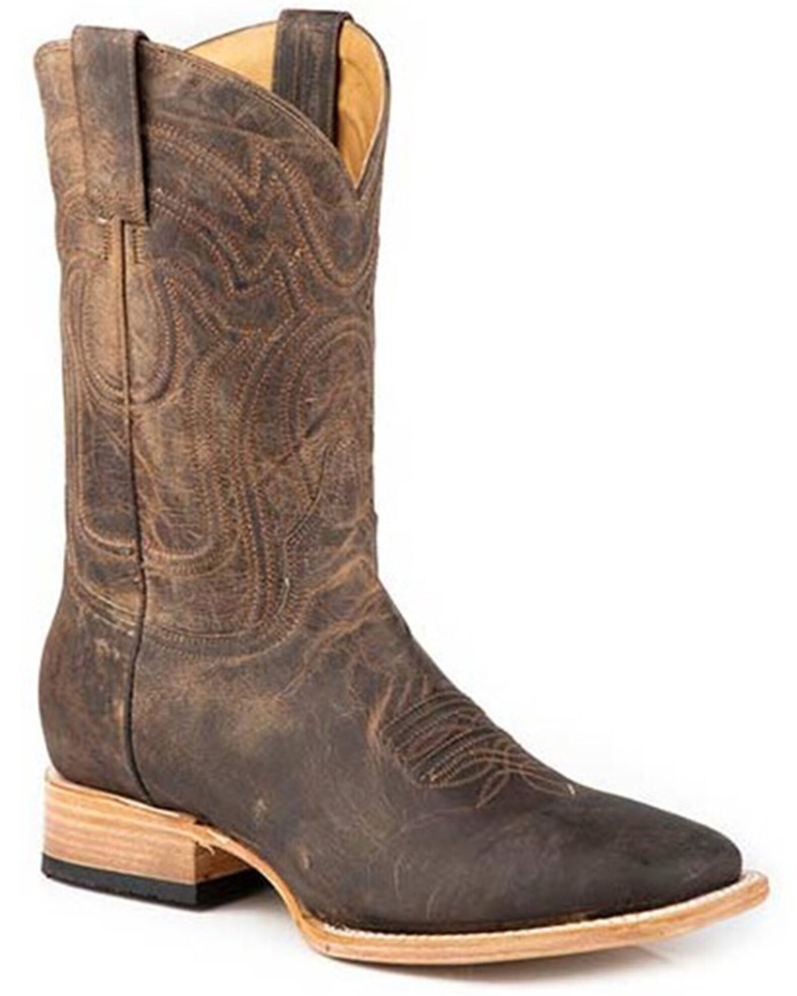 Stetson Men s Roughstock Western Boots Broad Square Toe Sheplers