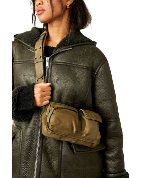 Image #5 - Free People Women's Wade Leather Crossbody Bag, Olive, hi-res
