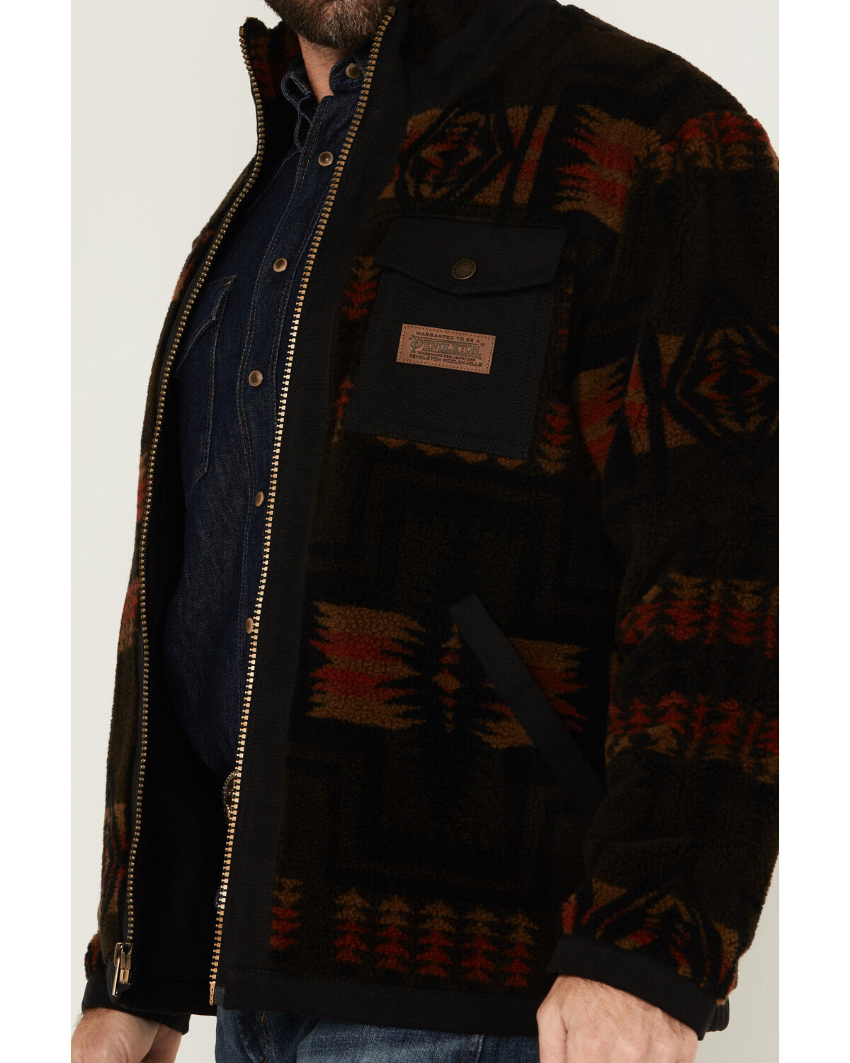 Image #3 - Pendleton Men's Harding Printed Berber Jacket, Black, hi-res