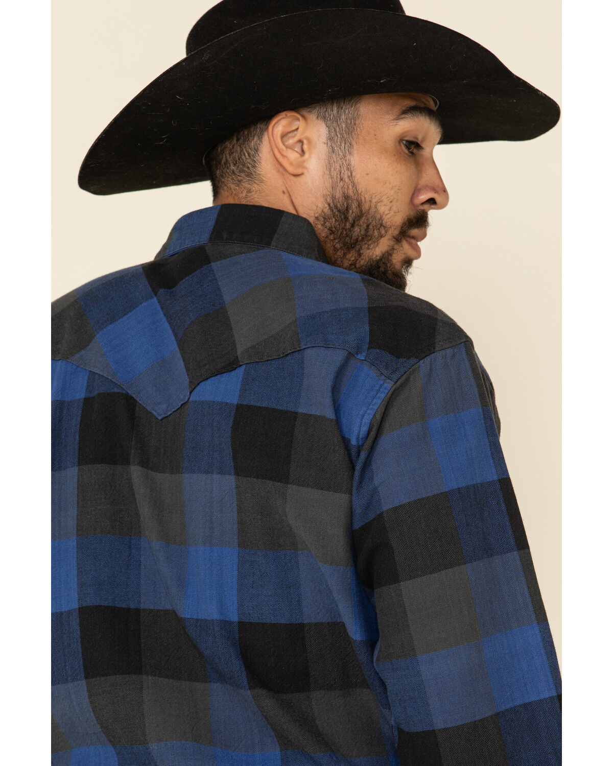 Image #5 - Resistol Men's Montreal Large Plaid Long Sleeve Western Shirt, Blue, hi-res