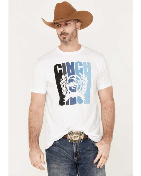 Image #1 - Cinch Men's Logo Short Sleeve Graphic T-Shirt, White, hi-res