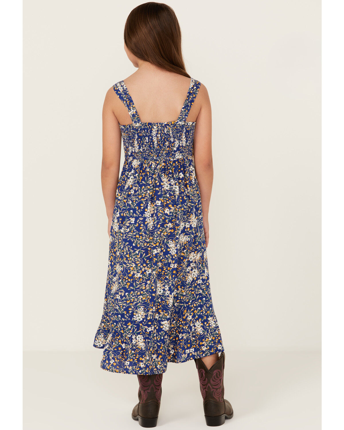 Image #4 - Cotton & Rye Girls' Floral Print Button-Down Maxi Dress, Blue, hi-res