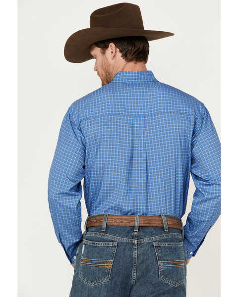 Image #4 - Cinch Men's ARENAFLEX Geo Print Long Sleeve Button Down Western Shirt, Royal Blue, hi-res