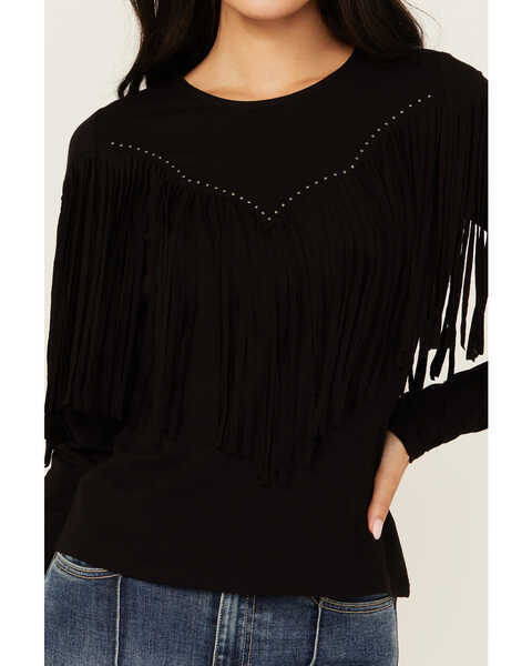 Image #3 - Idyllwind Women's Humble Long Sleeve Fringe Shirt, Black, hi-res