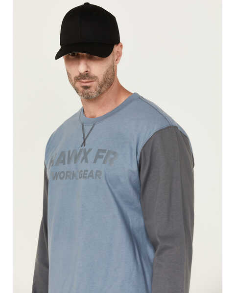 Image #2 - Hawx Men's FR Color Block Long Sleeve Graphic Work T-Shirt , Blue, hi-res