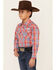 Image #2 - Wrangler Boys' Logo Plaid Print Long Sleeve Snap Western Shirt, Red, hi-res