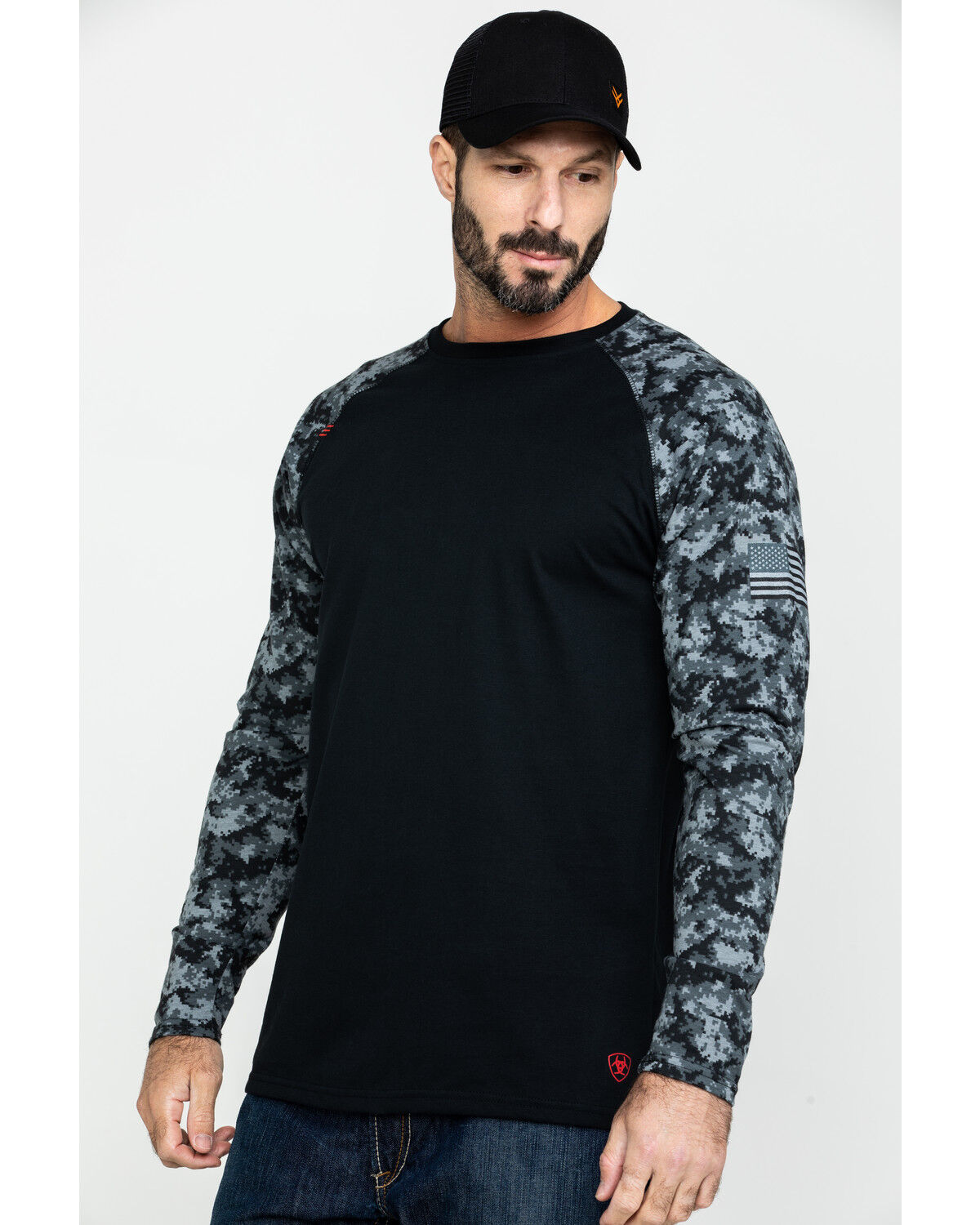 Image #1 - Ariat Men's Camo FR Baseball Long Sleeve Work Shirt, Camouflage, hi-res