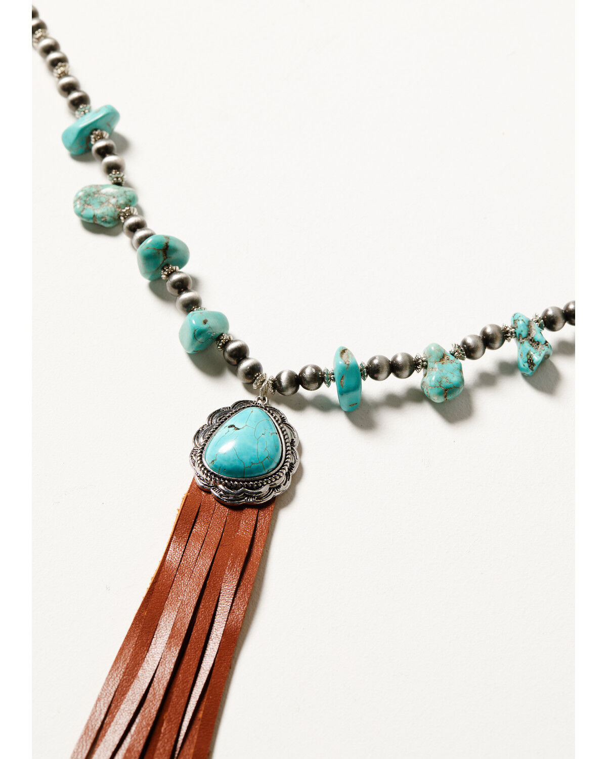 Image #2 - Cowgirl Confetti Women's Stir It Up Beaded Turquoise Tassel Necklace, Brown, hi-res