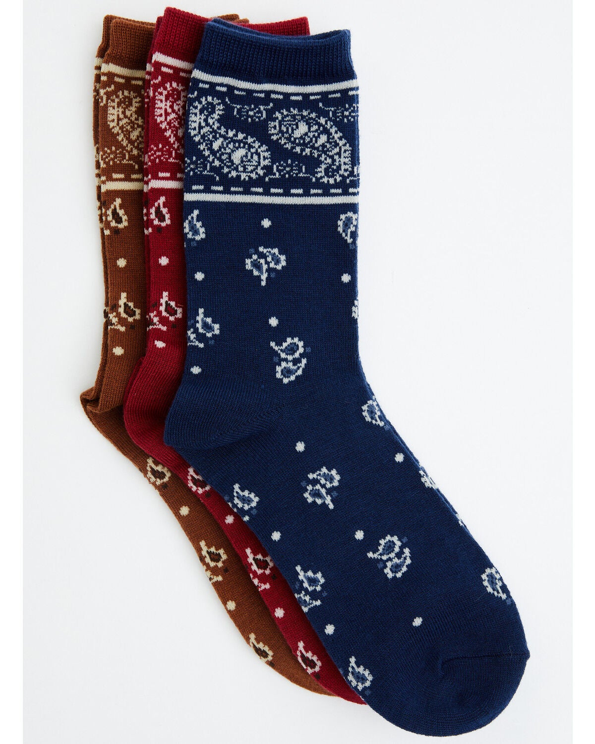 Image #3 - Boot Barn Women's Bandana Print Crew Socks - 3 Pack, Multi, hi-res