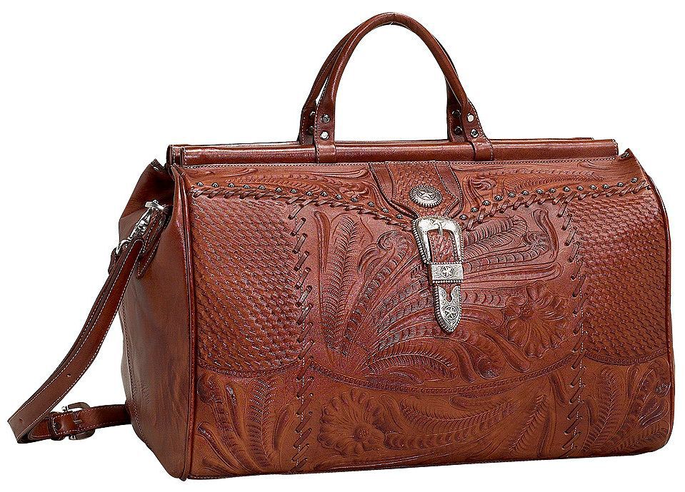 American West Antique Tan Leather Duffel Bag, Antique Tan, hi-res