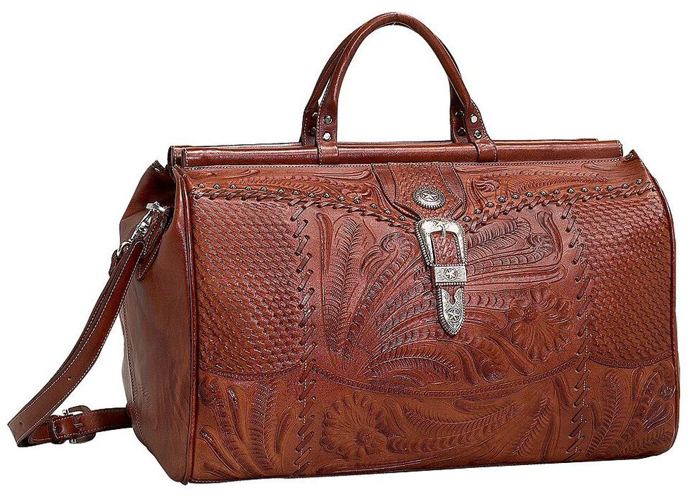 American West Antique Tan Leather Duffel Bag, Antique Tan, hi-res