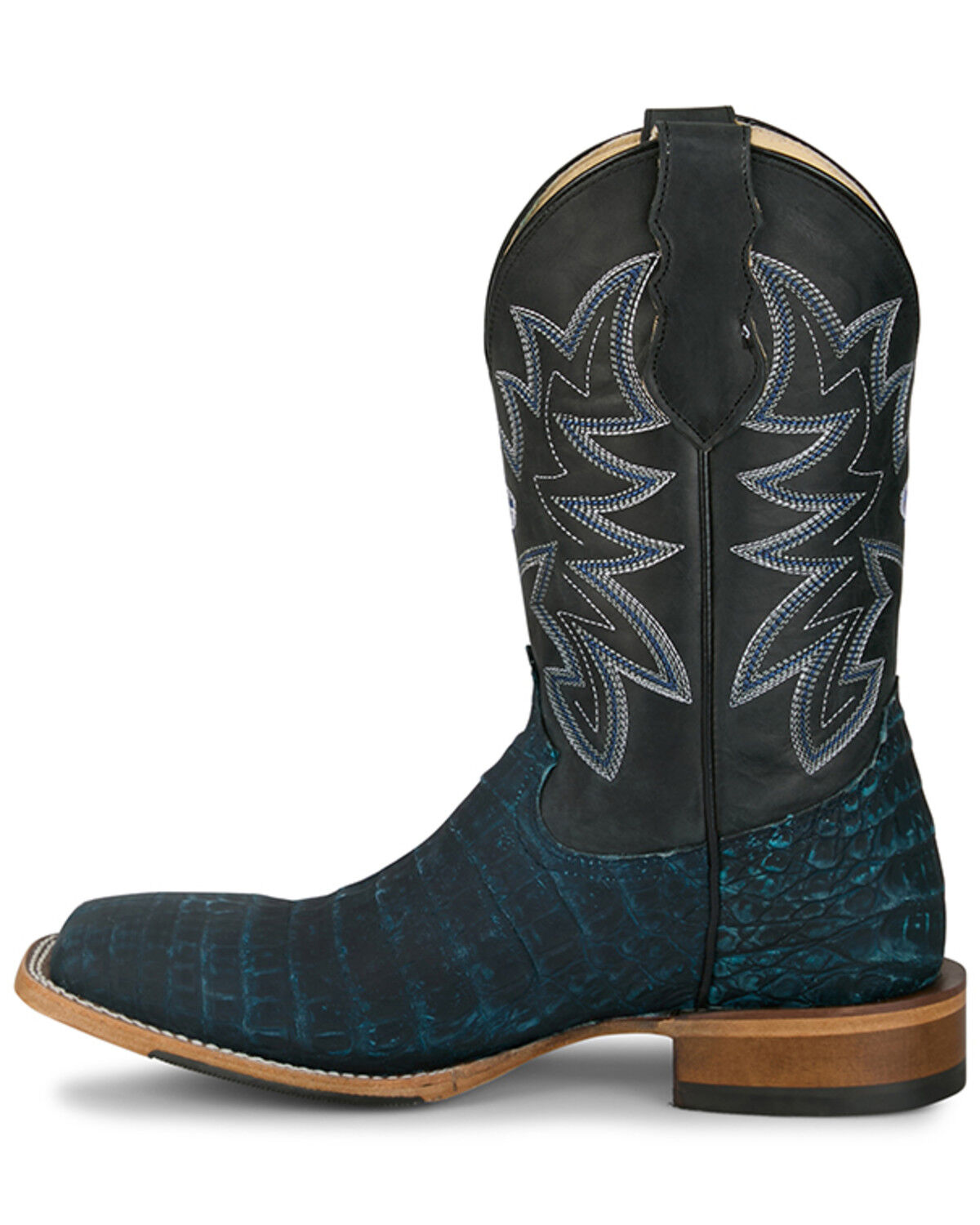 Image #3 - Justin Men's San Antone Exotic Caiman Western Boots - Broad Square Toe, Blue, hi-res