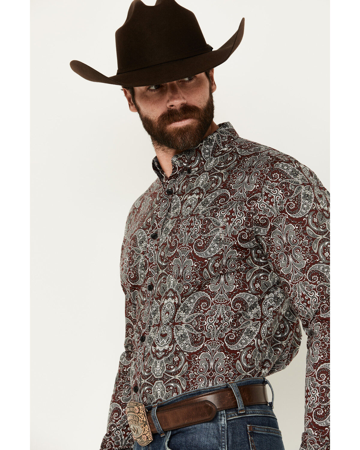 Image #2 - Cody James Men's Showcase Paisley Print Long Sleeve Button-Down Stretch Western Shirt, , hi-res