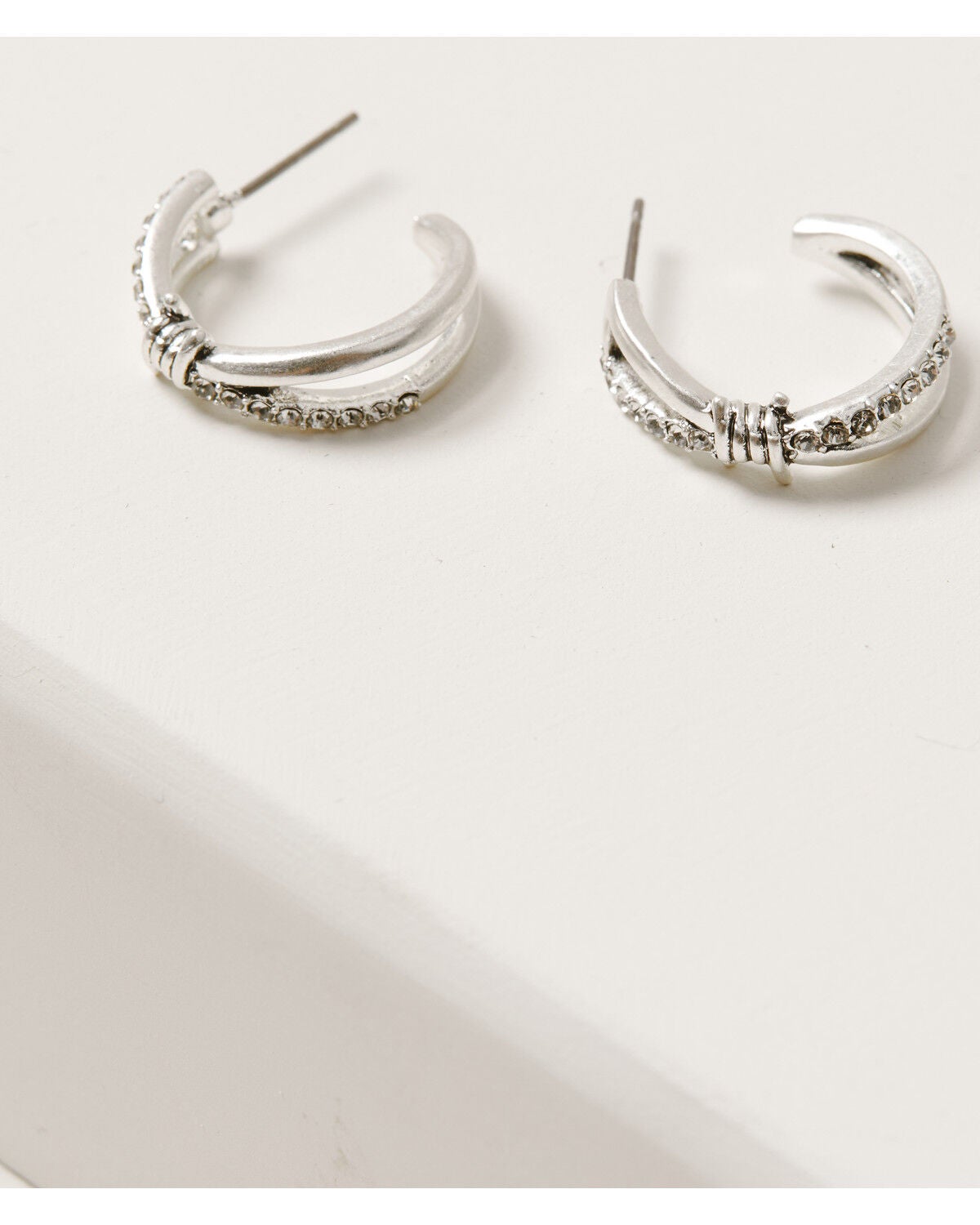 Lainey Wilson Women's Barbed Wire Embellished Hoop Earrings, Silver, hi-res