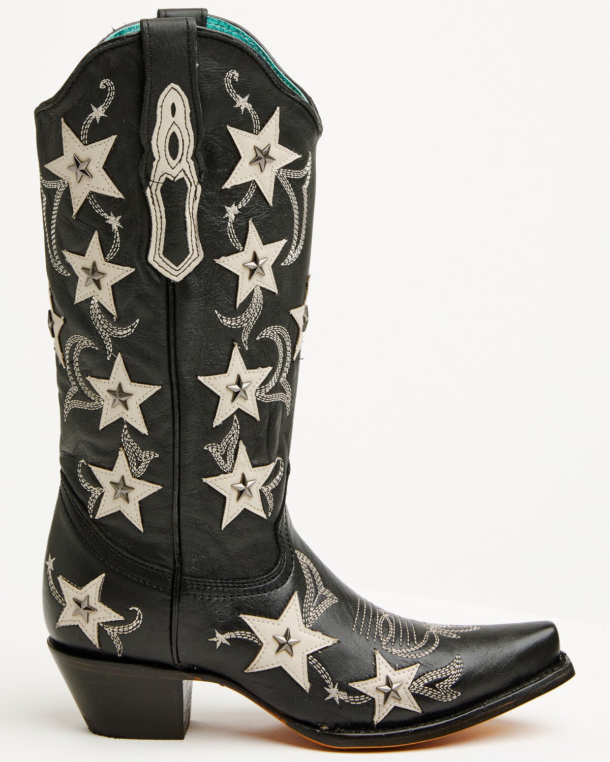 Image #2 - Corral Women's Star Overlay Studded Western Boots - Snip Toe, Black, hi-res