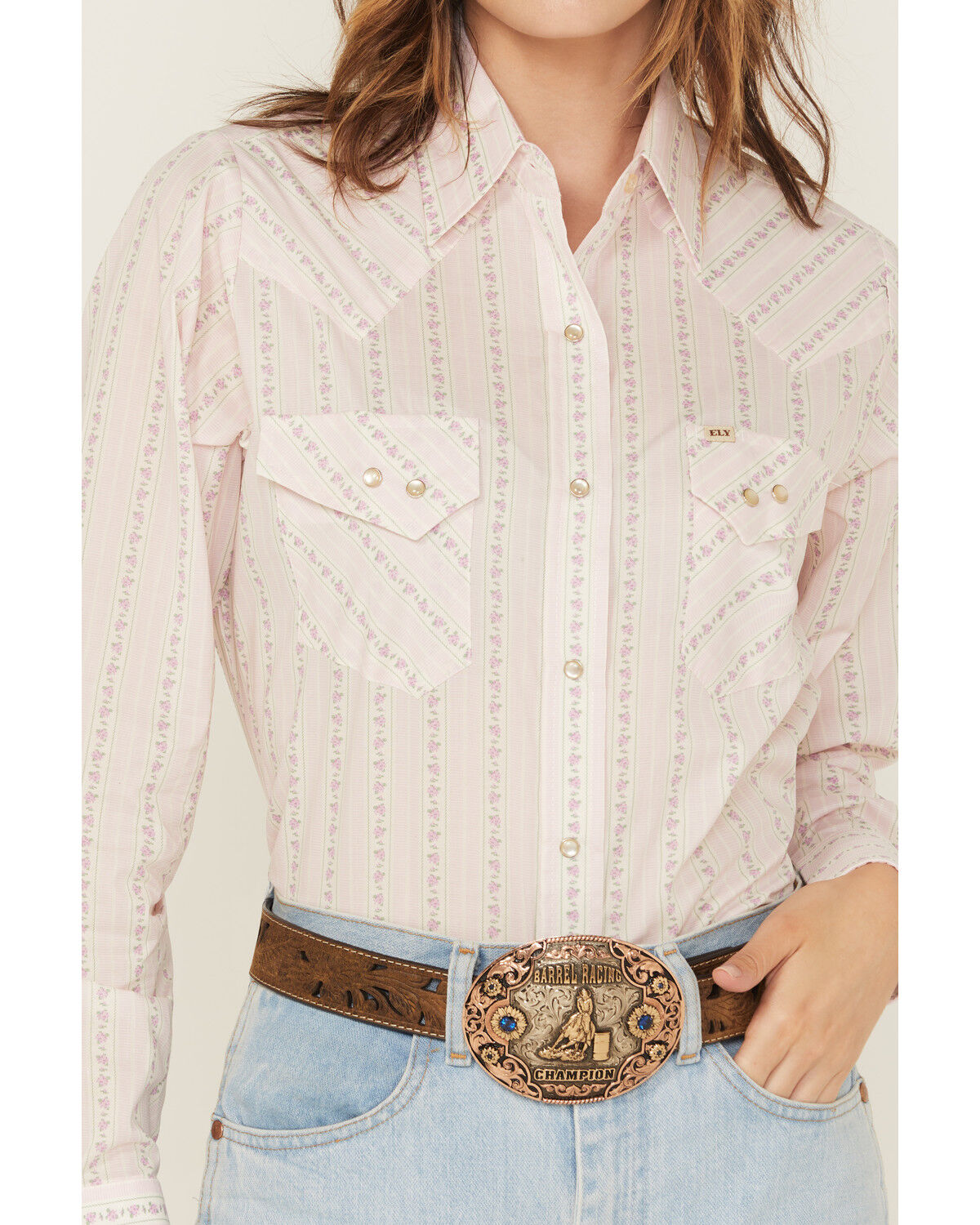 Image #4 - Cowboygirl by Jenna Paulette Women's Wallpaper Print Long Sleeve Pearl Snap Western Shirt, Lavender, hi-res