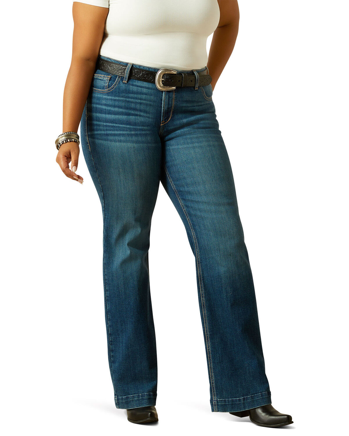 Image #3 - Ariat Women's Hasley Dark Wash Mid Rise Slim Trouser Denim Jeans - Plus, Dark Wash, hi-res