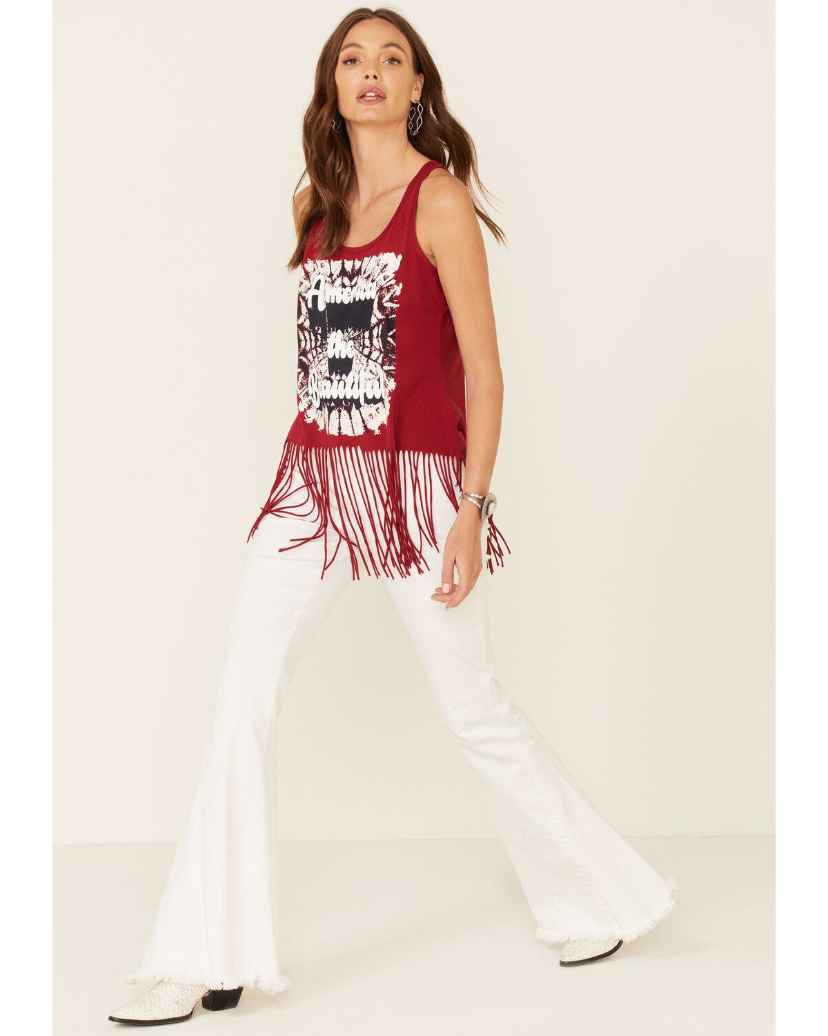 Image #2 - Shyanne Women's America The Beautiful Graphic Fringe Tank Top, , hi-res