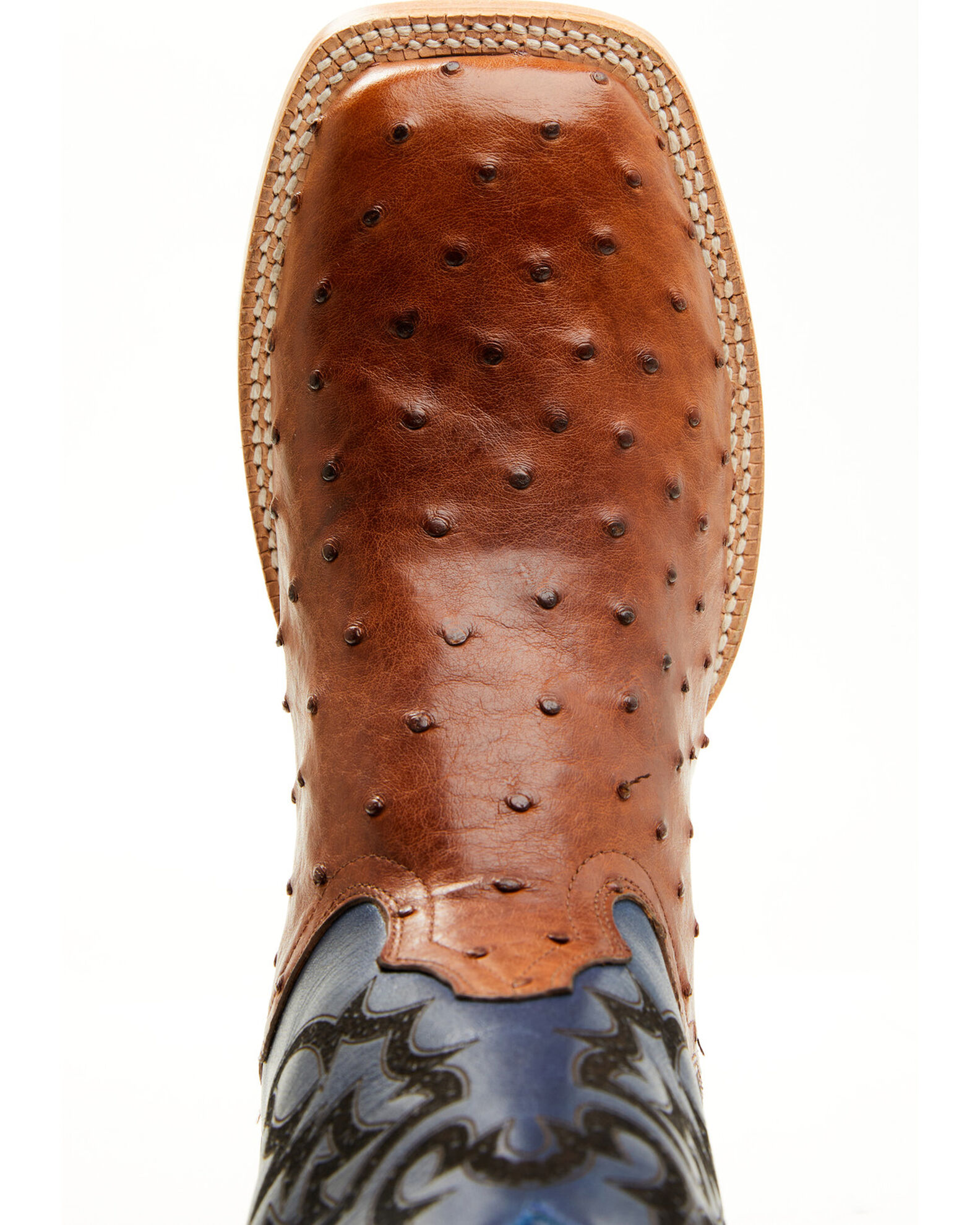 Image #6 - El Dorado Men's Exotic Ostrich Western Boots - Broad Square Toe, Brandy Brown, hi-res