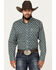 Image #1 - Panhandle Men's Select Medallion Long Sleeve Button-Down Western Shirt, Dark Green, hi-res