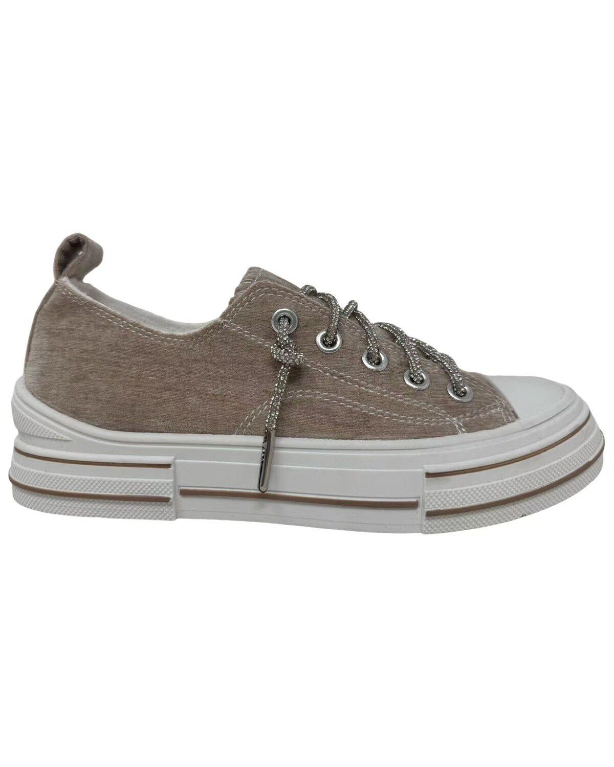 Image #2 - Very G Women's Aman Velvet Casual Sneakers, Nude, hi-res