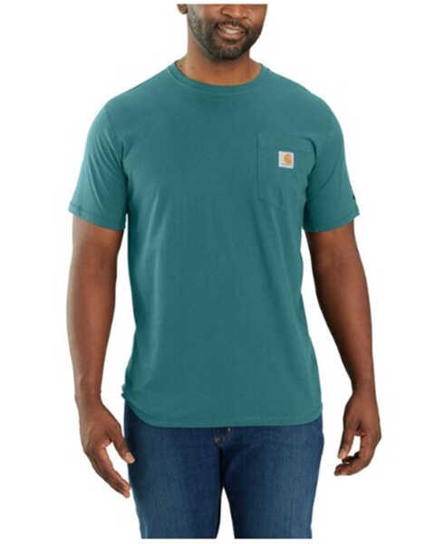 Carhartt Men's Force® Relaxed Fit Midweight Short Sleeve Pocket Work T-Shirt, Teal, hi-res