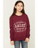 Image #1 - Ariat Girls' Emblem Sweatshirt, Maroon, hi-res