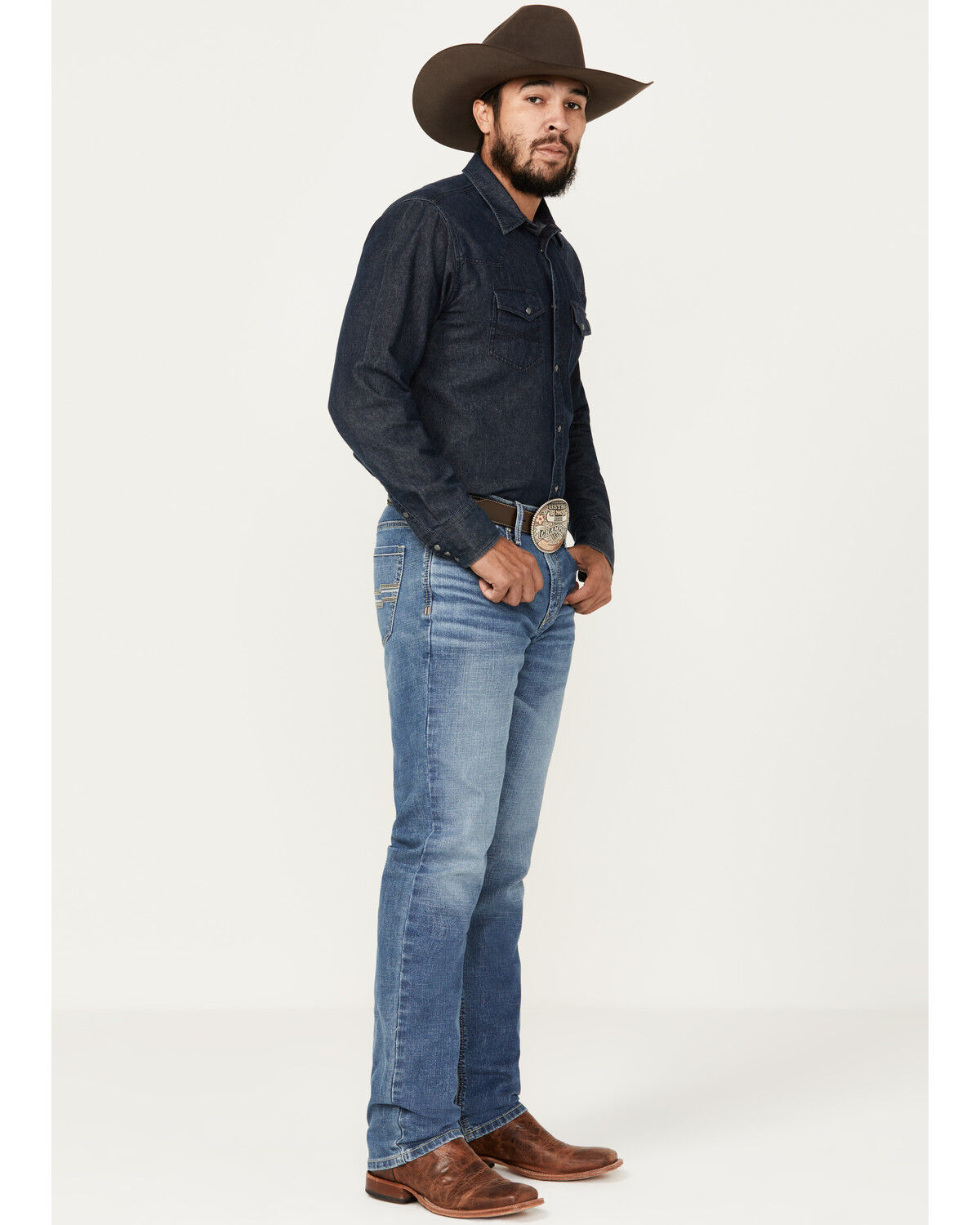 Image #1 - Cinch Men's Jessie Medium Wash Stretch Straight Denim Jeans, Indigo, hi-res