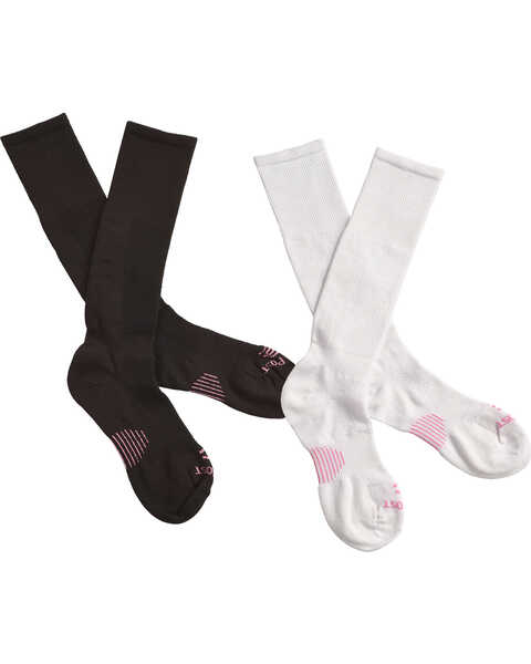 Image #1 - Dan Post Women's Cowgirl Certified Sleek Thin Socks - Black and White, Black/white, hi-res