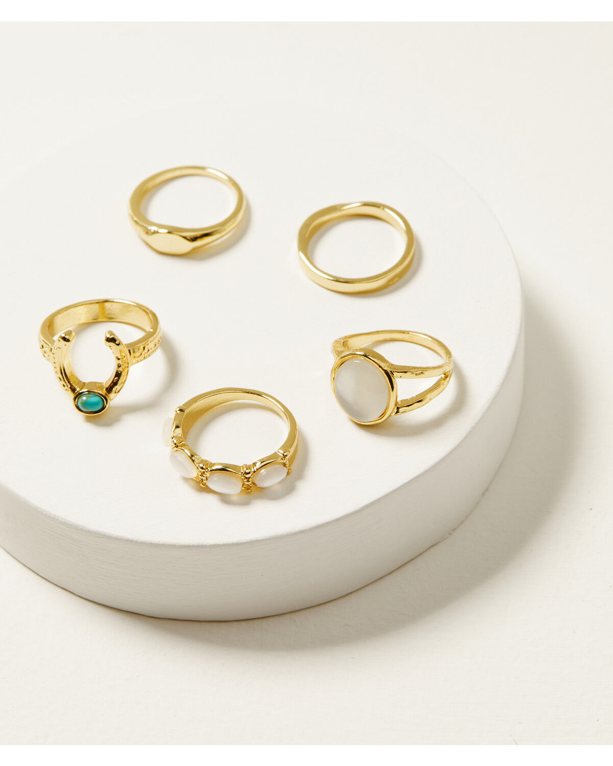 Image #1 - Shyanne Women's Horseshoe Ring Set - 5 Piece, Gold, hi-res