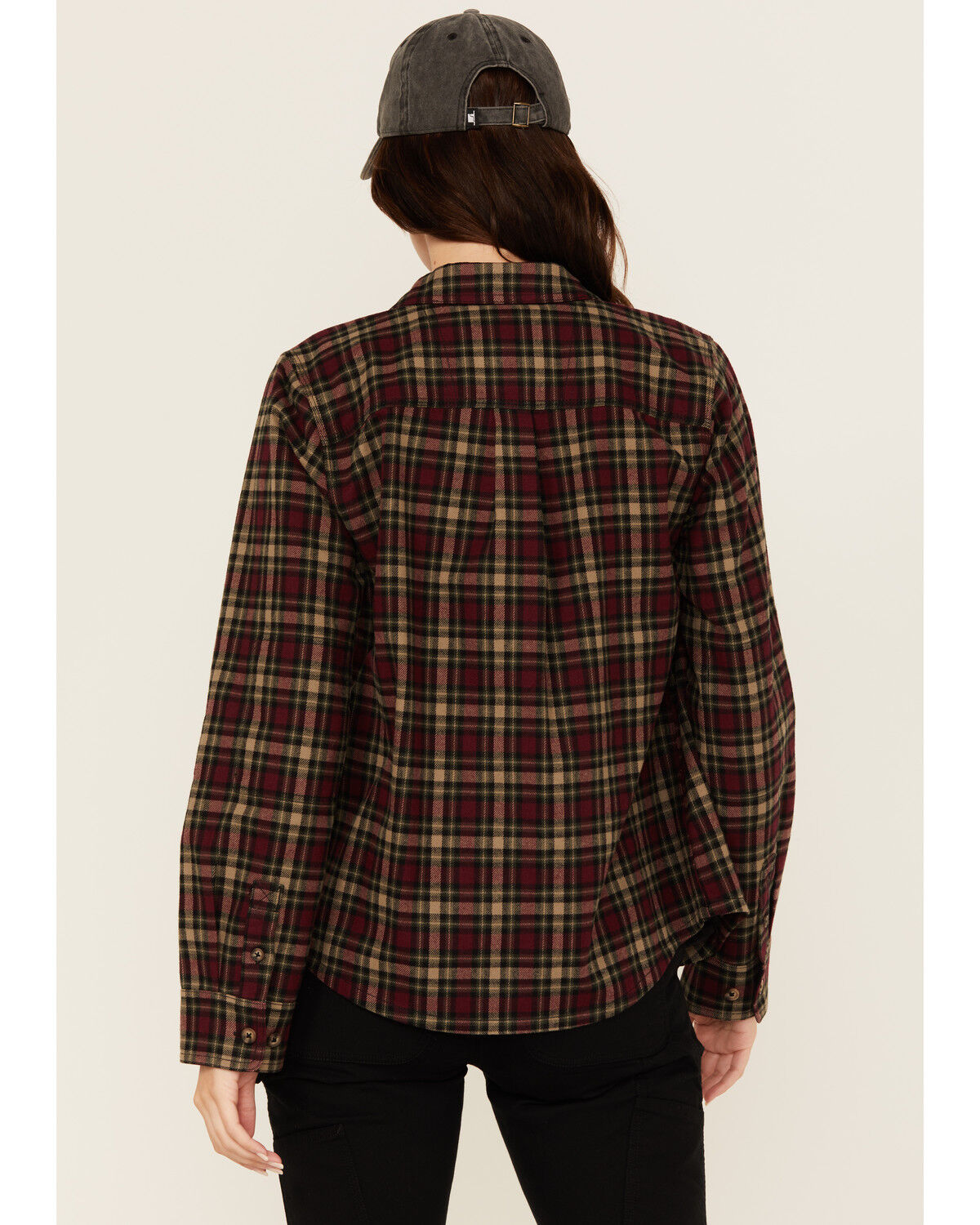 Image #4 - Lucky Brand Workwear Women's Hunter Plaid Print Long Sleeve Button-Down Flannel Shirt, Burgundy, hi-res