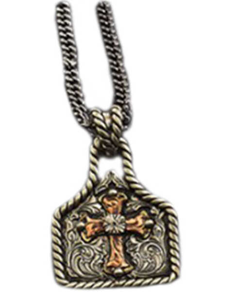 Image #1 - Twister Men's Cross Tag Necklace , Silver, hi-res