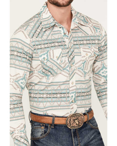 Image #3 - Rock & Roll Denim Men's Southwestern Stretch Long Sleeve Snap Western Shirt, Sand, hi-res