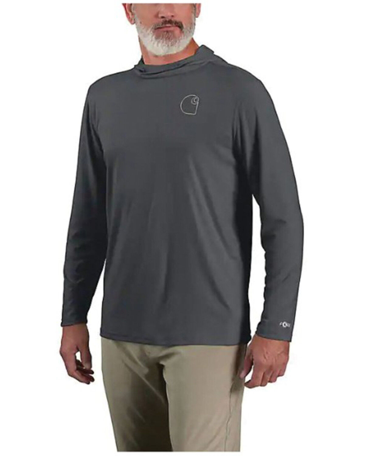 Image #2 - Carhartt Men's Force Sun Defender™ Lightweight Long Sleeve Hooded Graphic T-Shirt, Grey, hi-res
