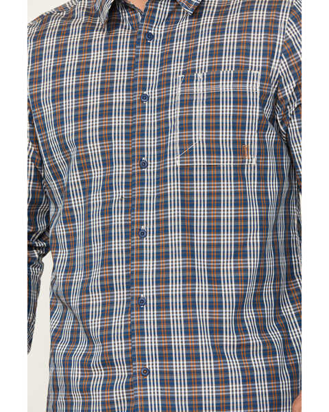 Image #3 - Brothers and Sons Men's Marietta Plaid Print Long Sleeve Button Down Performance Western Shirt, Dark Blue, hi-res
