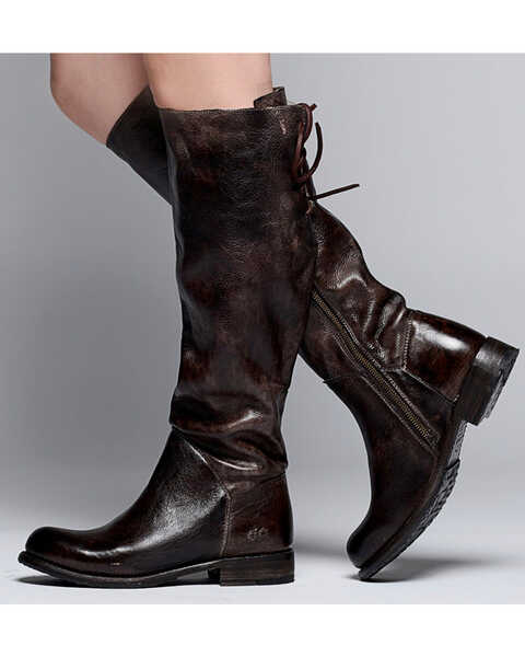 Image #2 - Bed Stu Women's Dark Brown Manchester Tall Boots - Round Toe , , hi-res