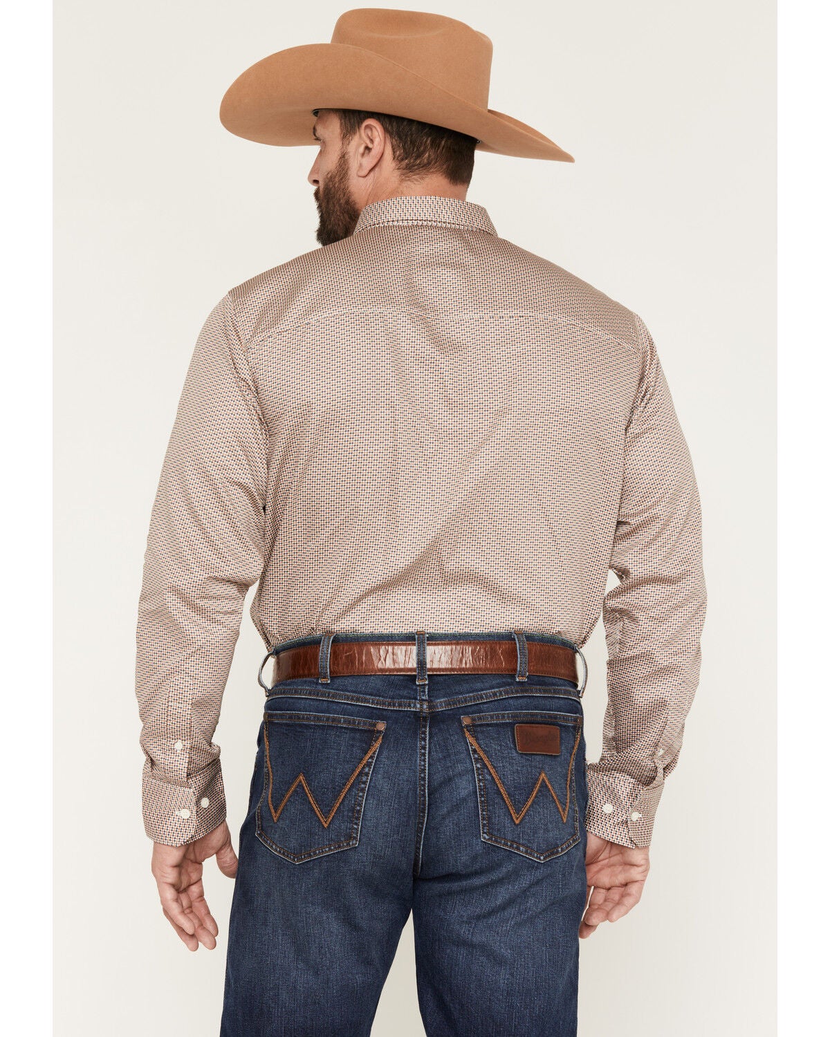 Image #4 - Wrangler X Cody Johnson Men's Houndstooth Print Long Sleeve Button-Down Western Shirt, Navy, hi-res