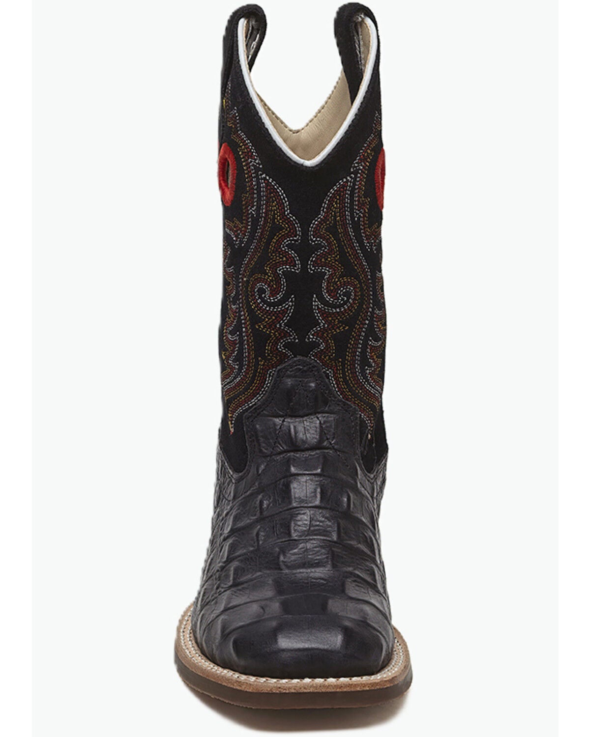 Image #4 - Old West Little Boys' Faux Alligator Western Boots - Broad Square Toe, Black, hi-res