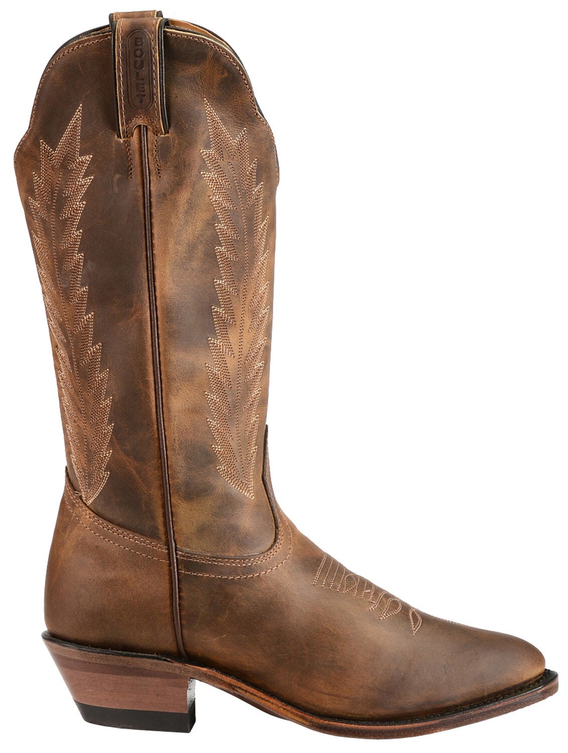 Image #2 - Boulet Fancy Stitched Cowgirl Boots - Medium Toe, Golden, hi-res