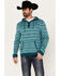 Rock & Roll Denim Men's Southwestern Striped Hooded Pullover, Teal, hi-res