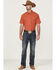 RANK 45 Men's 8 Seconds Short Sleeve Pearl Snap Western Tech Shirt , Medium Red, hi-res
