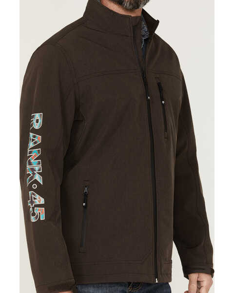 Image #3 - RANK 45® Men's Rodeo Southwestern Logo Sleeve Zip-Front Softshell Jacket , Brown, hi-res