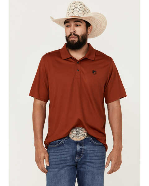 Image #1 - RANK 45® Men's Laredo Short Sleeve Polo Shirt , Dark Orange, hi-res