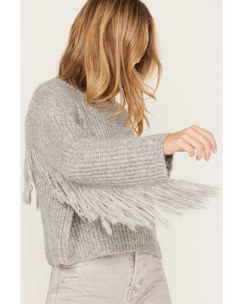 Image #3 - Wild Moss Women's Fringe Sweater, Charcoal, hi-res