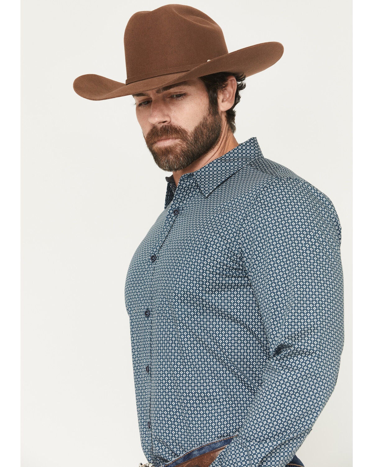 Image #2 - Cody James Men's Bourbon Geo Print Long Sleeve Button-Down Stretch Western Shirt - Big, Navy, hi-res