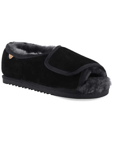 Image #1 - Lamo Footwear Women's Apma Open Toe Wrap Wide Slippers, Black, hi-res