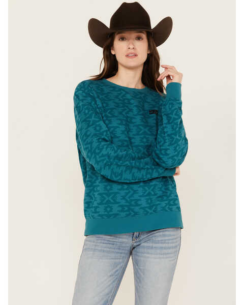 Cinch Women's Pullover Sweatshirt , Teal, hi-res