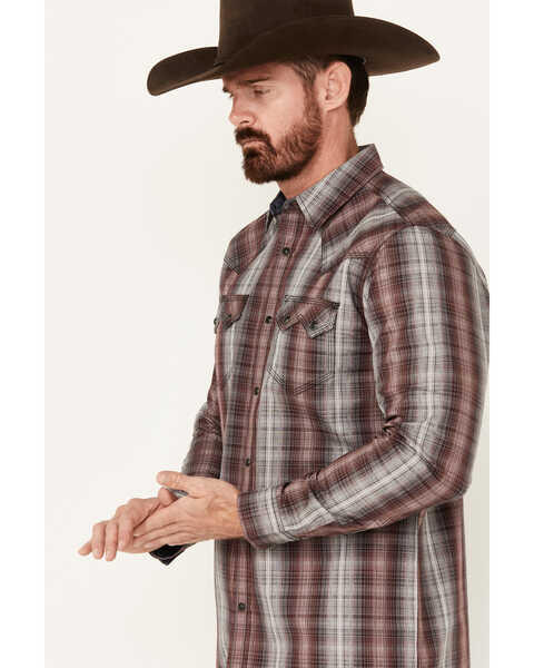 Image #3 - Moonshine Spirit Men's Ricochet Plaid Print Long Sleeve Snap Western Shirt, Purple, hi-res