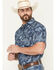 Image #2 - Cody James Men's Westward Paisley Print Short Sleeve Snap Western Shirt, Navy, hi-res